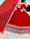 8986 Red Faux Georgette Anarkali Readymade Suits Catalog